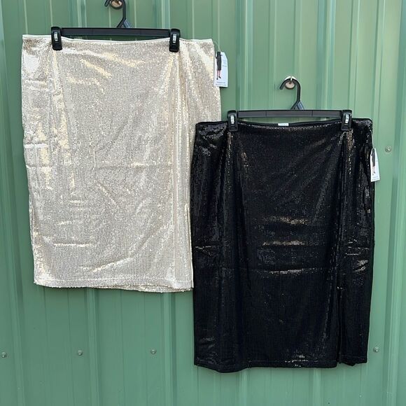 Women's Sequin Skirt with Side Slit, 2-Pack Size XXXL - Picture 1 of 12